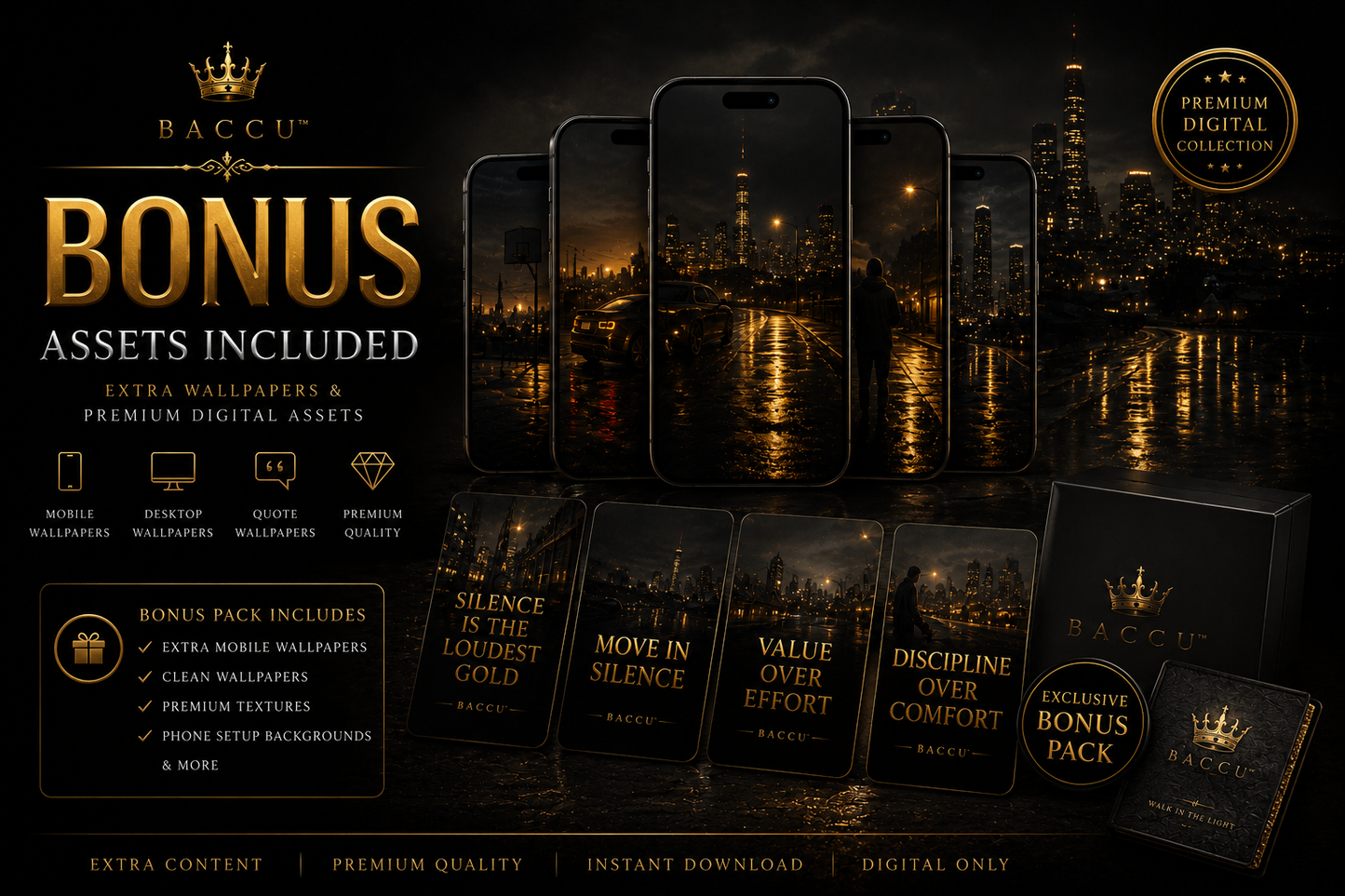 BACCU™ Silence Is The Loudest Gold Vol.1 — Digital Wallpaper Collection