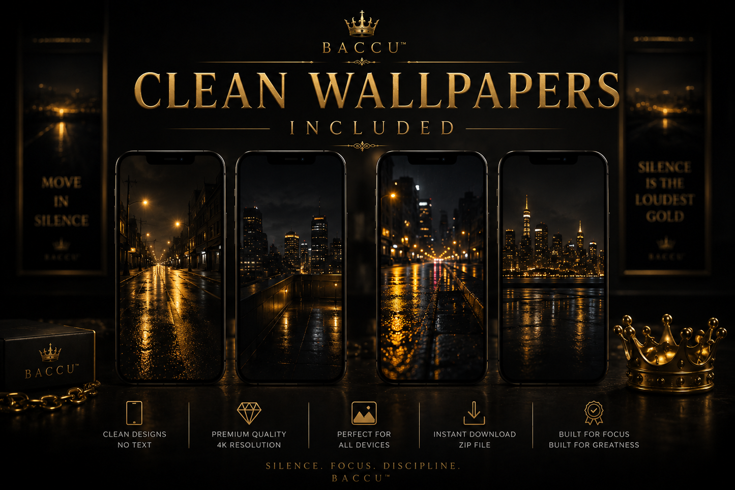 BACCU™ Silence Is The Loudest Gold Vol.1 — Digital Wallpaper Collection
