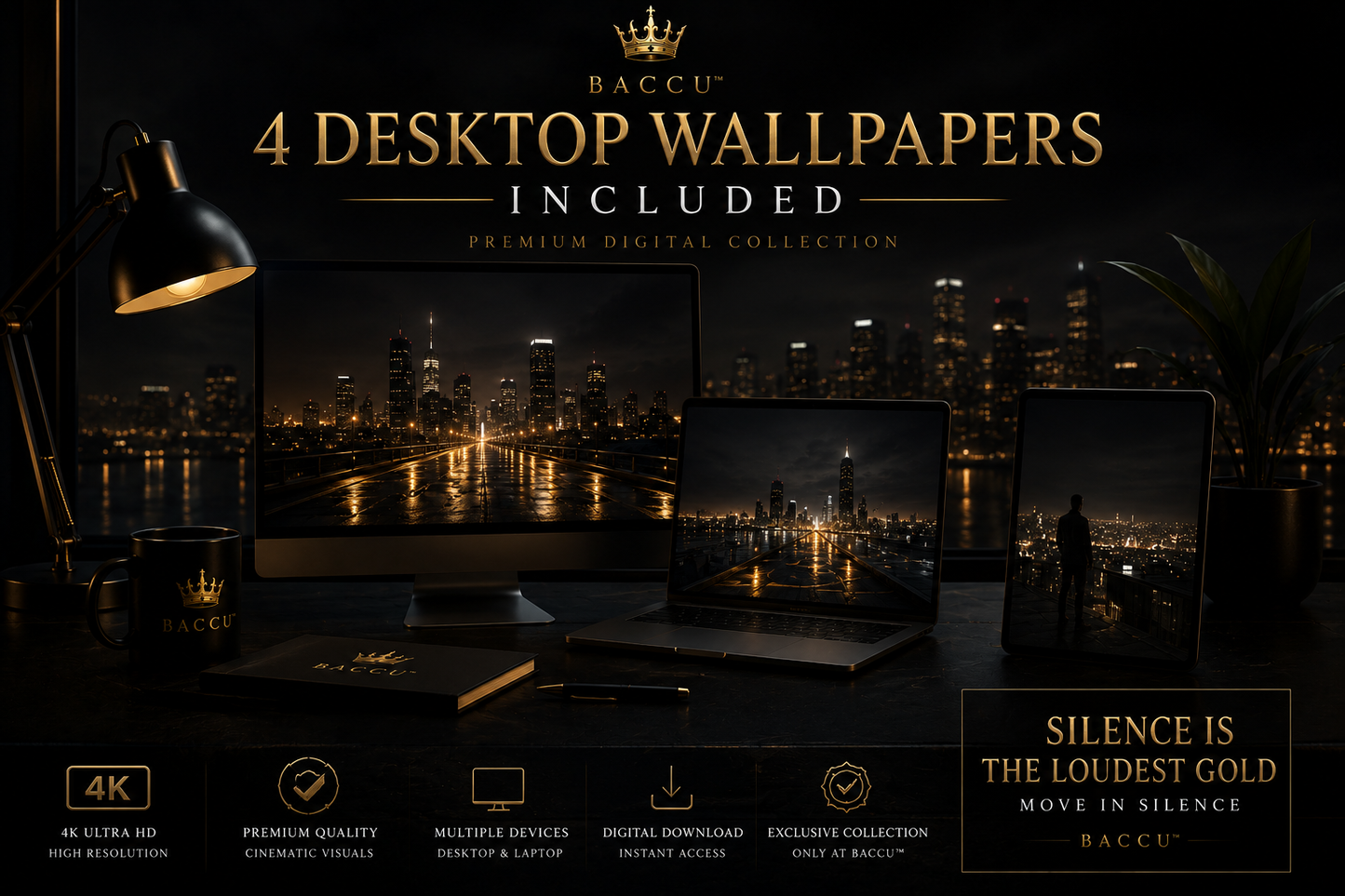 BACCU™ Silence Is The Loudest Gold Vol.1 — Digital Wallpaper Collection