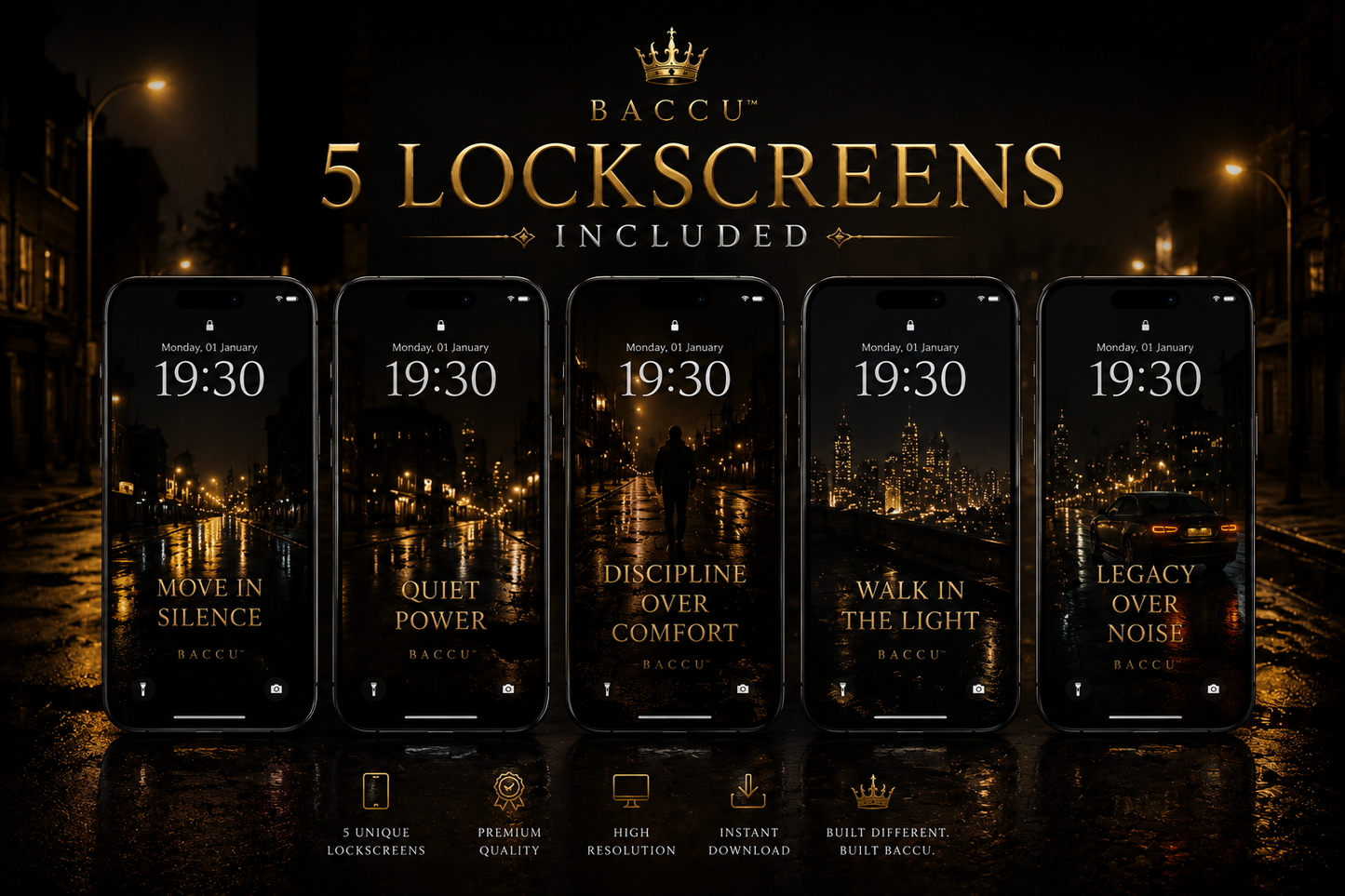 BACCU™ Silence Is The Loudest Gold Vol.1 — Digital Wallpaper Collection