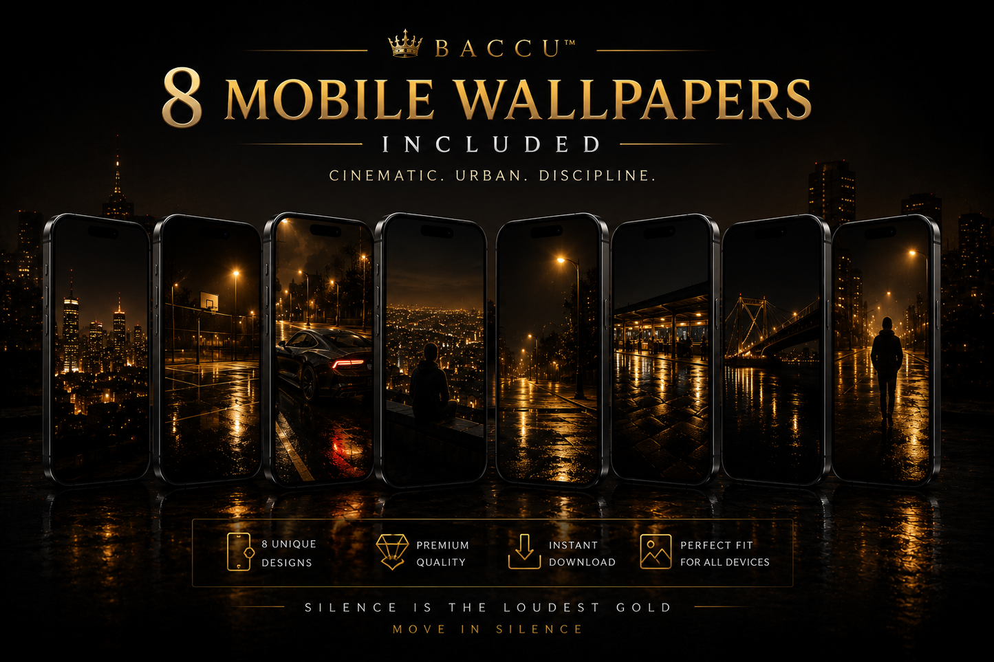 BACCU™ Silence Is The Loudest Gold Vol.1 — Digital Wallpaper Collection